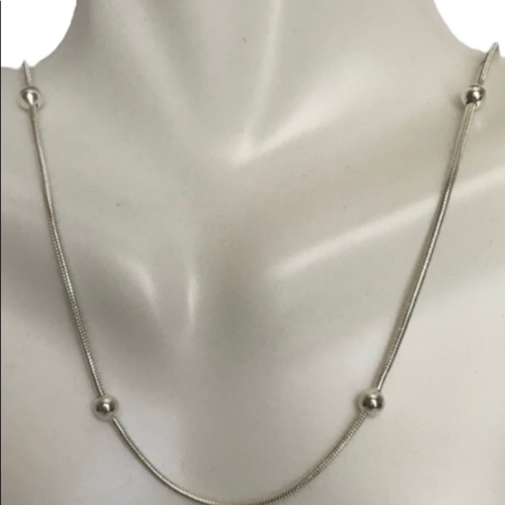 Sterling Silver Beaded Ball Station Necklace